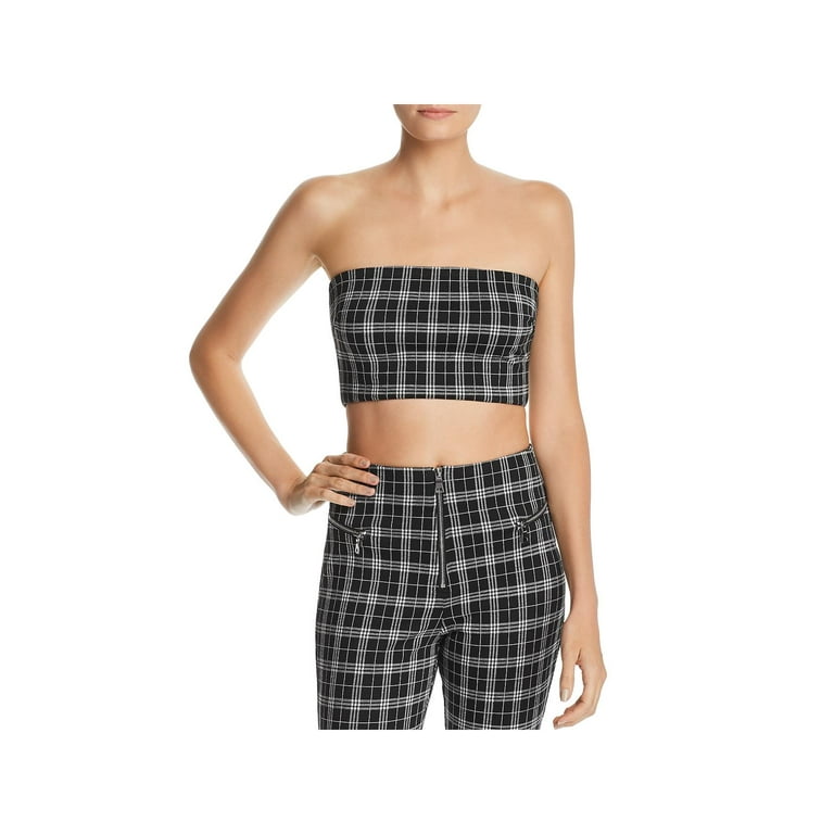 Tiger Mist Womens Tube Plaid Crop Top 