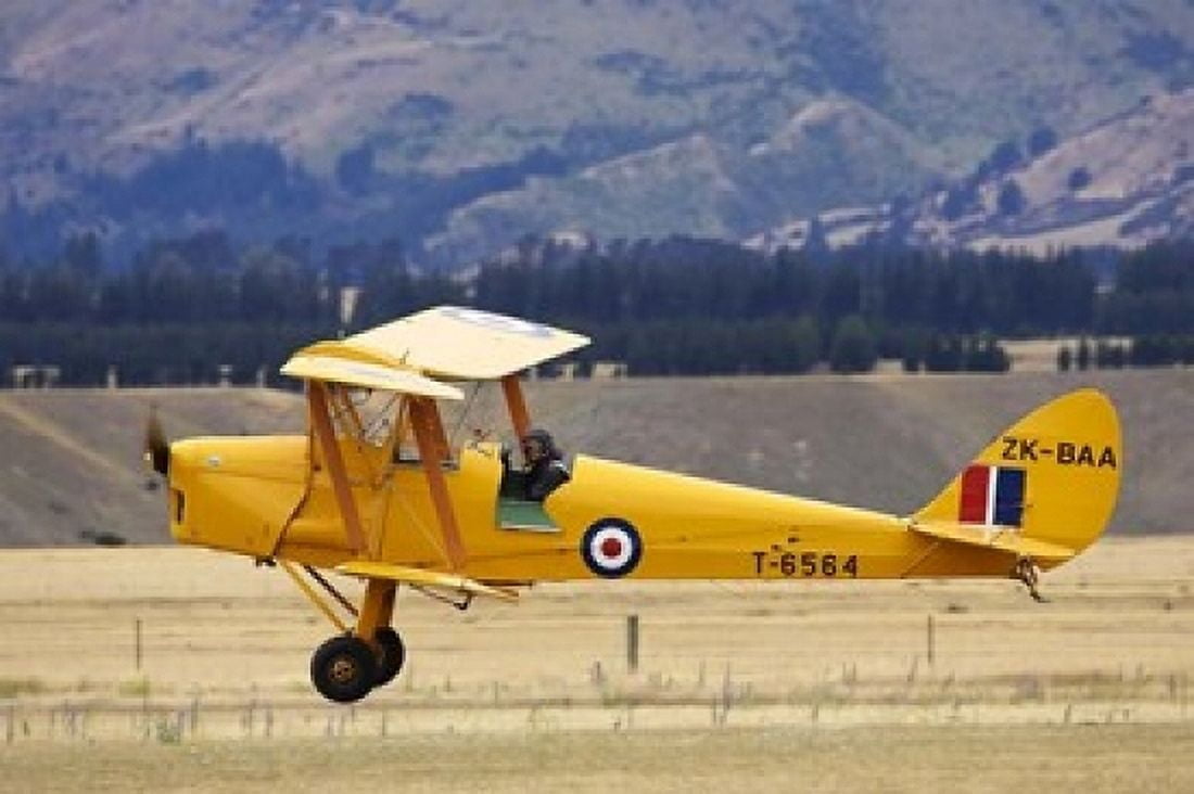 Tiger Moth Biplane Wanaka South Island New Zealand Canvas Art - David Wall DanitaDelimont (24 x 15)