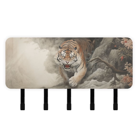 Tiger Mountain Trees Mail Holder Organizer Wall Mount with Shelf Key Holder Key Rack with 5 Key Hooks for Wall Decorative