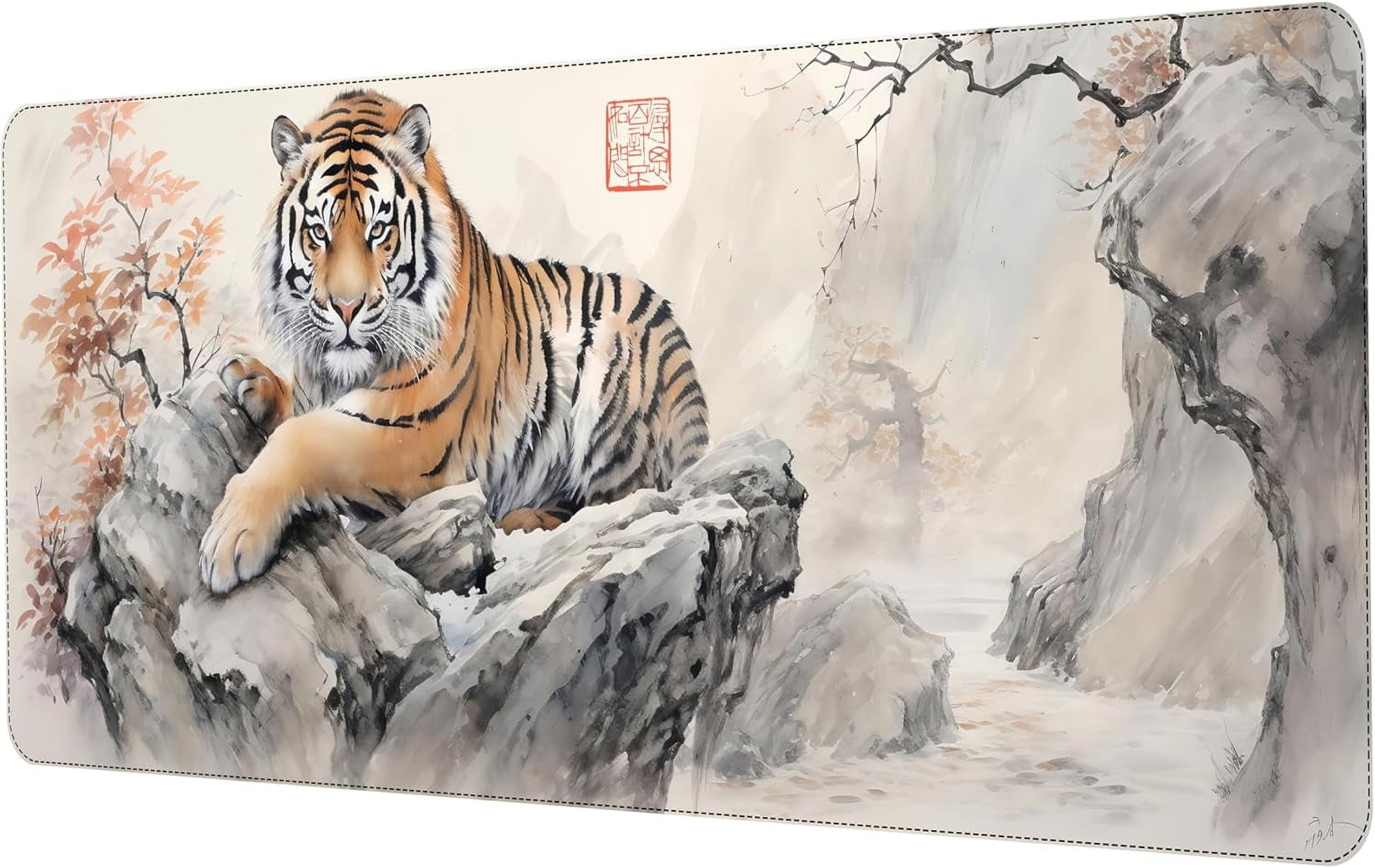 Computer Mat Tiger Tiger Mouse Pad for Desk, Large Japanese Desk Pad, XL Anime Gaming ...