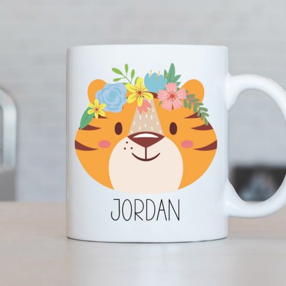 Tiger Mug, Pernalized Tiger Coffee Cup, Tiger Present, Cute Tiger Gift Ideas, Tiger Birthday Gif, Tiger Themed Gif LL