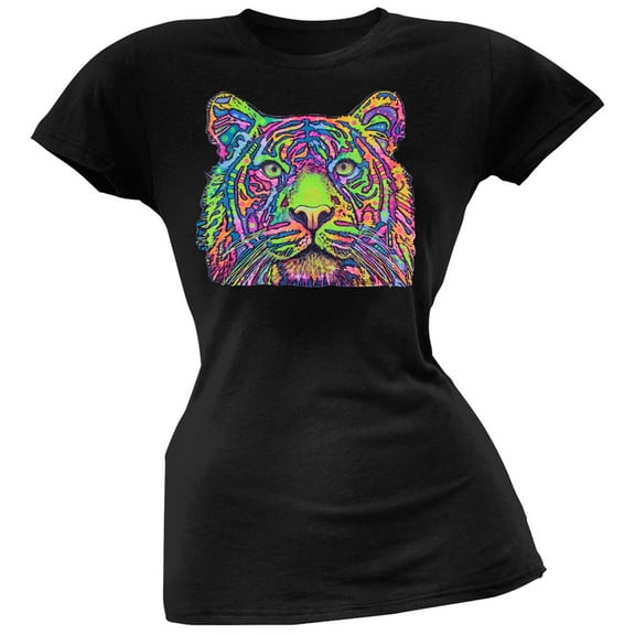 Tiger Neon Black Light Juniors T-Shirt - Large
