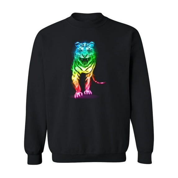 Tiger On Multicolor Fire Sweatshirt Men -Image by Shutterstock, Male Medium