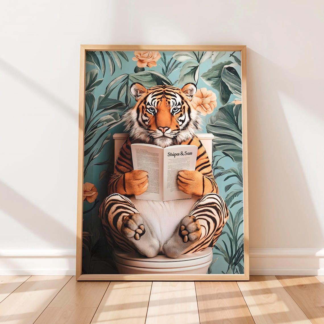 Tiger On Toilet Wall Art Print, Maximalist Bathroom Decor - Walmart.com