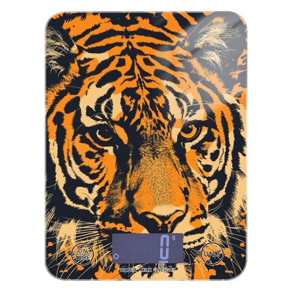 Tiger Or Face Food Scale Digital Kitchen Scale Waterproof Tempered Glass Tare Function 11 lb for Baking Cooking Meal Prep