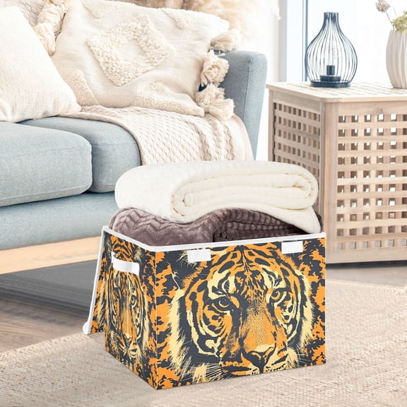 Tiger Or Face Storage Basket Foldable Laundry Basket Shelf Kids Toy Storage Container Organizer with Handles