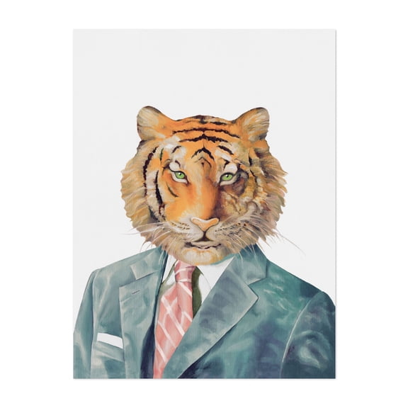Tiger - Painting Tiger Surrealism Animal Humor Modern Art Portrait Illustration Unframed Wall Art Print 5 x 7 inches