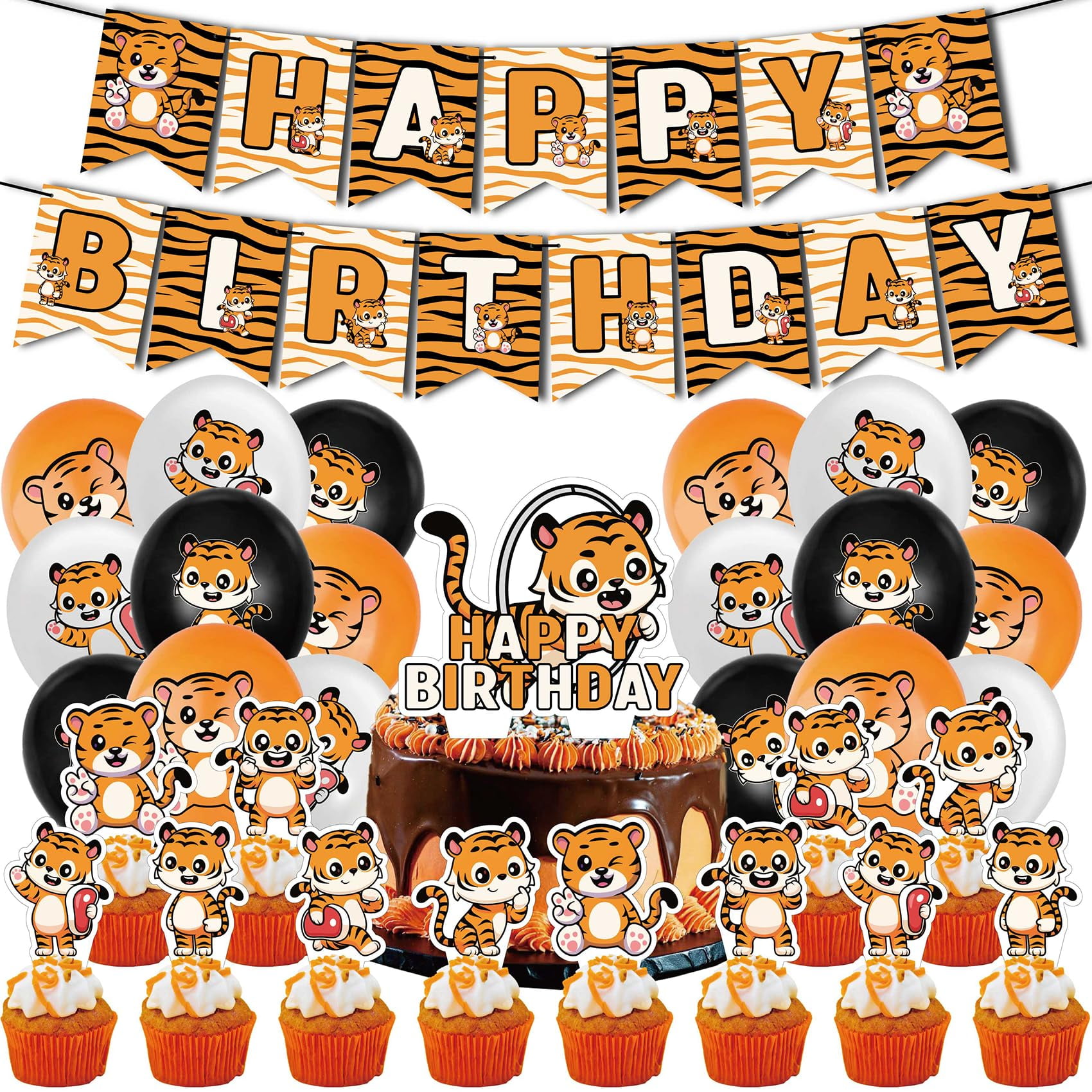 Tiger Party Decorations Tiger YPF5 Birthday Party Supplies Includes ...