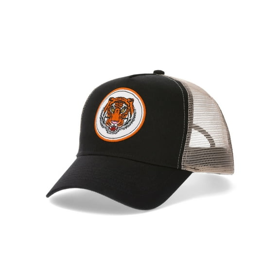 Tiger Patch Cotton Twill Mesh Back Hat Black/Khaki