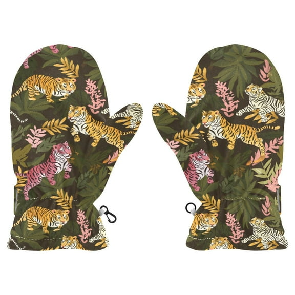 Tiger Pattern Cold Weather Mittens Cozy Gloves with Adjustable Fit Perfect for Outdoor Fun