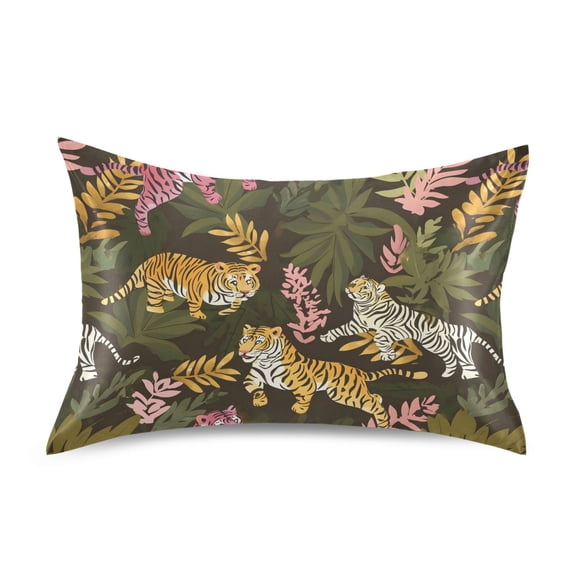 Tiger Pattern Pillowcase Standard Size Luxury Silky Soft Wrinkle Resistant Envelope Closure 20x26in