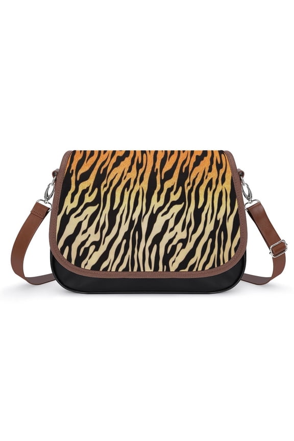 Tiger Pattern Vintage Crossbody Bag for Women Medium Leather Hobo Bags Shoulder Bag Classic City Leather Satchels