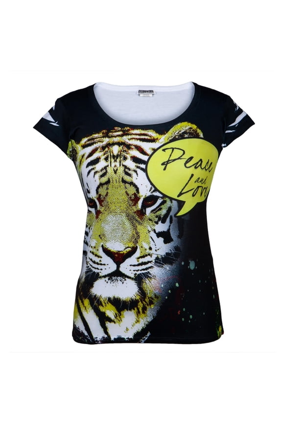 Tiger Peace Love Juniors T-Shirt - X-Large