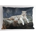 thumbnail image 1 of Tiger Pillow Sham Albino Cat Sitting on Rock Sublime Nature Marvelous Animals Endangered Species, Decorative Standard Queen Size Printed Pillowcase, 30 X 20 Inches, Slate Blue White, by Ambesonne, 1 of 2