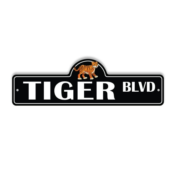 Tiger Plastic Street Sign - 7 Inch X 20 Inch Gift Animal Wildlife Nature Predator Exotic Zoo Stripes Cute Decor Outdoors Jungle Symbol