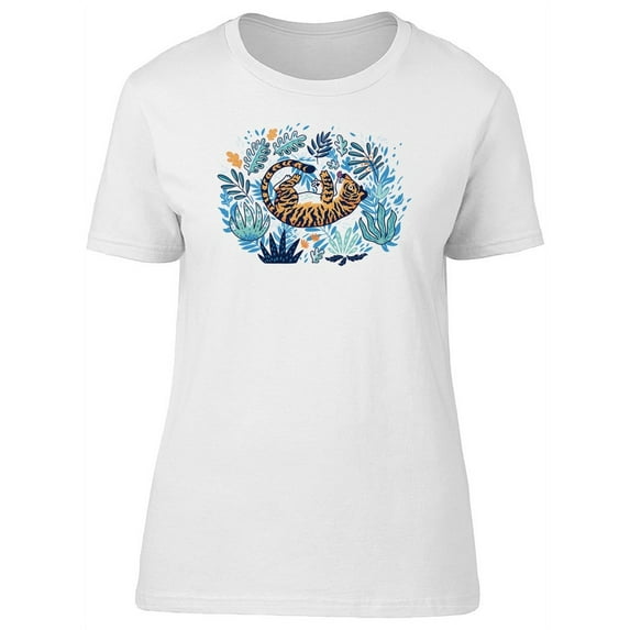 Tiger Playing With Leaves T-Shirt Women -Image by Shutterstock, Female x-Large