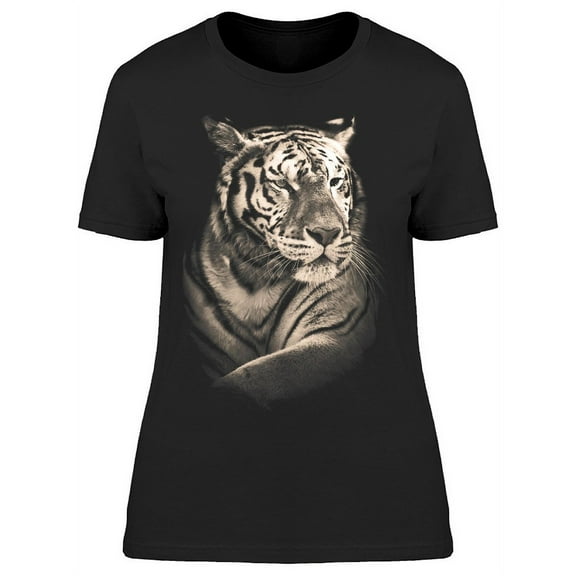 Tiger Portrait In Black/White T-Shirt Women -Image by Shutterstock, Female x-Large