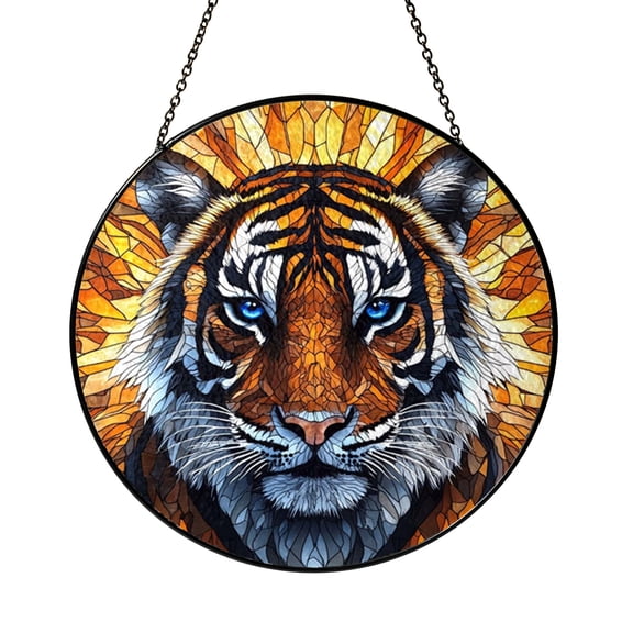 Tiger Portrait Window Art – Faux Stained Glass