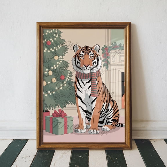 Tiger Poster Or :Scarf, Animal Wall Art, Unframed Poster Size 8x12
