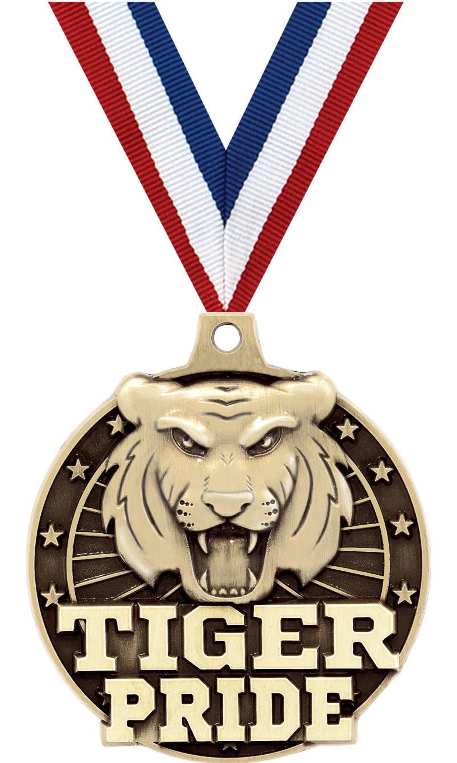 Tiger Pride Medals, 2" Gold Diecast Tiger Pride Medal Award 20 Pack