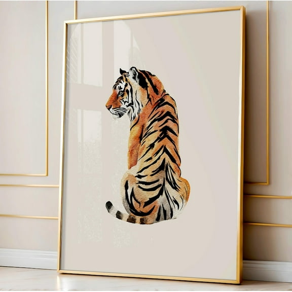 Tiger Print, Aesthetic Apartment Decor Watercolor, College Dorm Decor, Aesthetic Posters, Jungle Art Print, Maximalist Wall Art, Retro Print Wall Art, Modern Wall Decor, 8x12 UNFRAMED