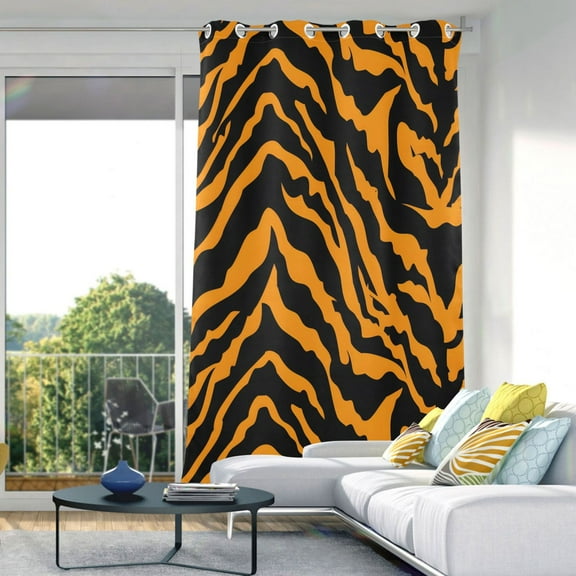 Tiger Print Background Blackout Curtains 84"x52" Thermal Insulated Curtain 1 Panel