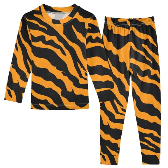 Tiger Print Background Cotton Pajamas 2 Piece Set Sleepwear Soft and Comfortable Homewear Nightwear