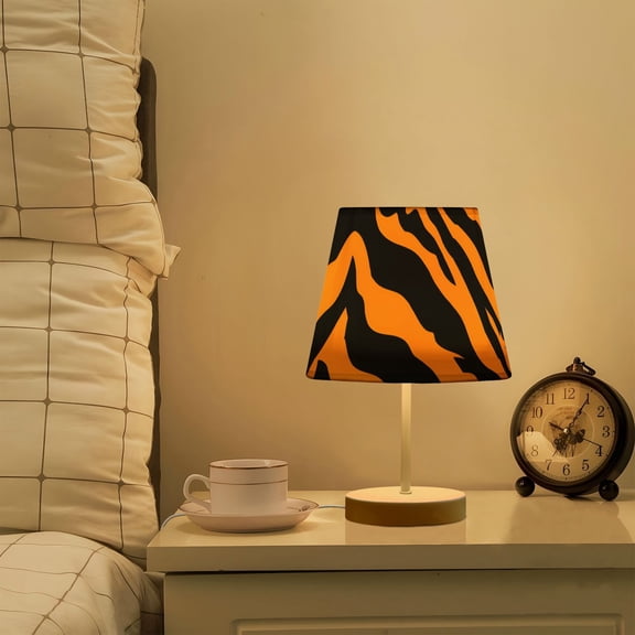Tiger Print Background LED Desk Lamp Table Lamp USB Bedside Nightstand Small Lamp for Bedroom Living Room Kids Room