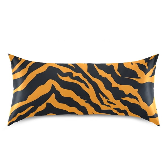 Tiger Print Background Pillow Case Standard Size Silky Satin Pillow Cover for Bedroom 20x26 Inch