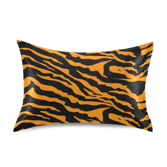 Tiger Print Background Standard Size Satin Pillowcase 20''x26'' Double-Sided Print Soft Wrinkle Resistant