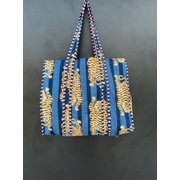 Tiger Print Cotton Tote Bag Eco Friendly Sustainable Sturdy Grocery Shopping Tote Bag Handmade Boho Bag Quilted Tote Bag Market Bag