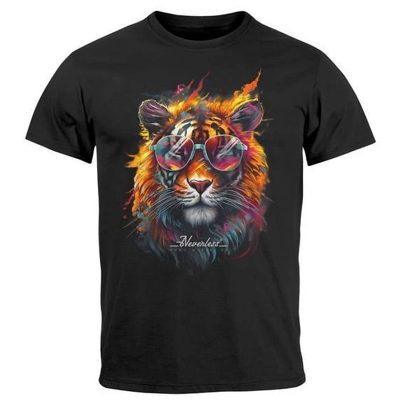 Tiger Print Flames Summer Sunglasses Art Fashion T-Shirt