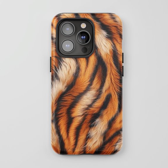Tiger Print For iPhone Protective Phone Case Realistic Animal Pattern Orange and Black
