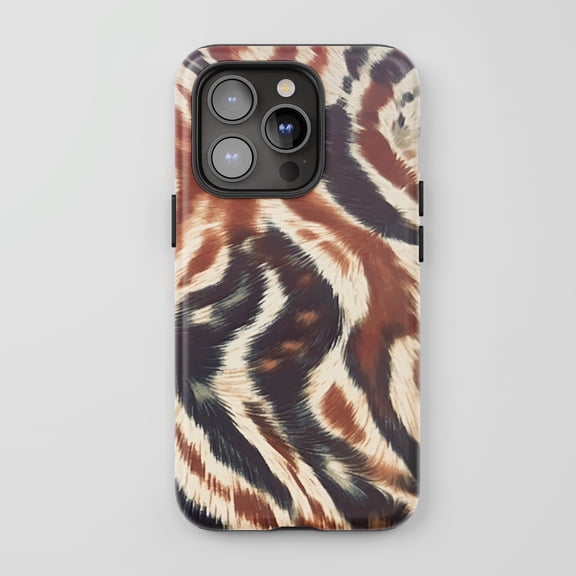 Tiger Print For iPhone Protective Phone Case Wild Abstract Design Brown Multi-Color