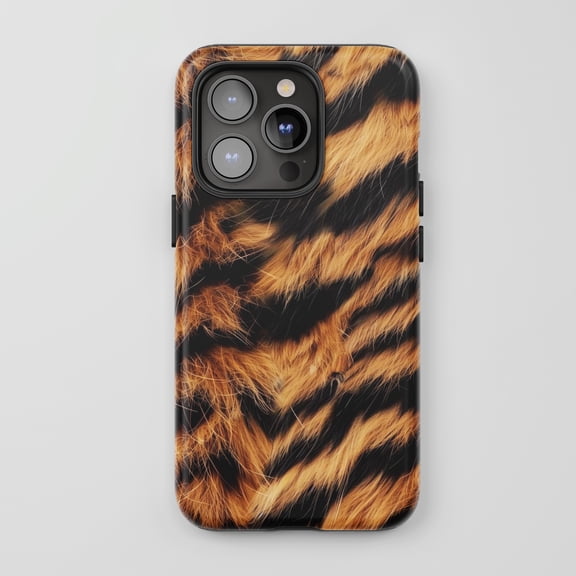 Tiger Print Fur For iPhone Protective Phone Case Realistic Wild Orange Black