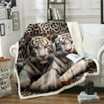 thumbnail image 1 of Tiger Print Fuzzy Blanket Cheetah Leopard Print Fleece Blanket Teens Adults, 3D White Tiger Throw Blanket Wild Safari Animal Sherpa Blanket, 1 of 4