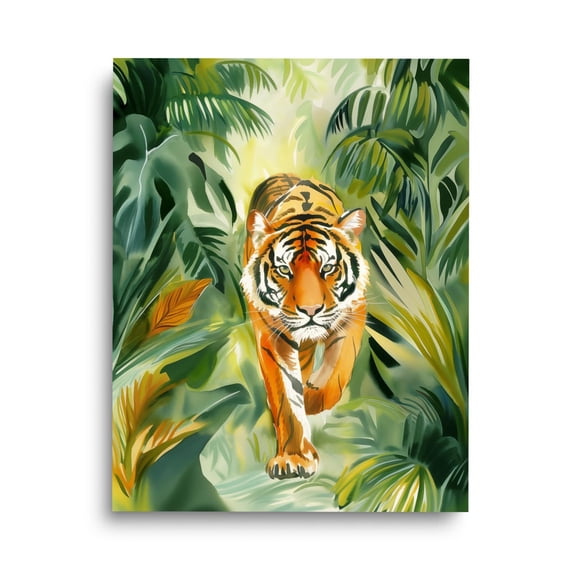 Tiger Print, Jungle Wildlife Wall Art, Exotic Animal Poster, Tropical Forest Decor, Bengal Tiger Artwork, Big Cat Lover Home Decor #3445, Unframed Poster Size 12x18