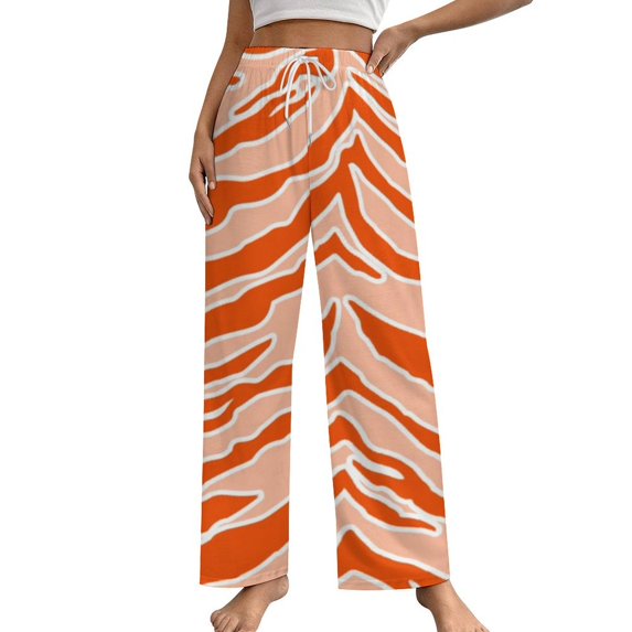 Tiger Print Orange Women's Pajamas Pajama Pants Women's Sleepwear Lounge Sleep Bottoms Stretch with Pockets