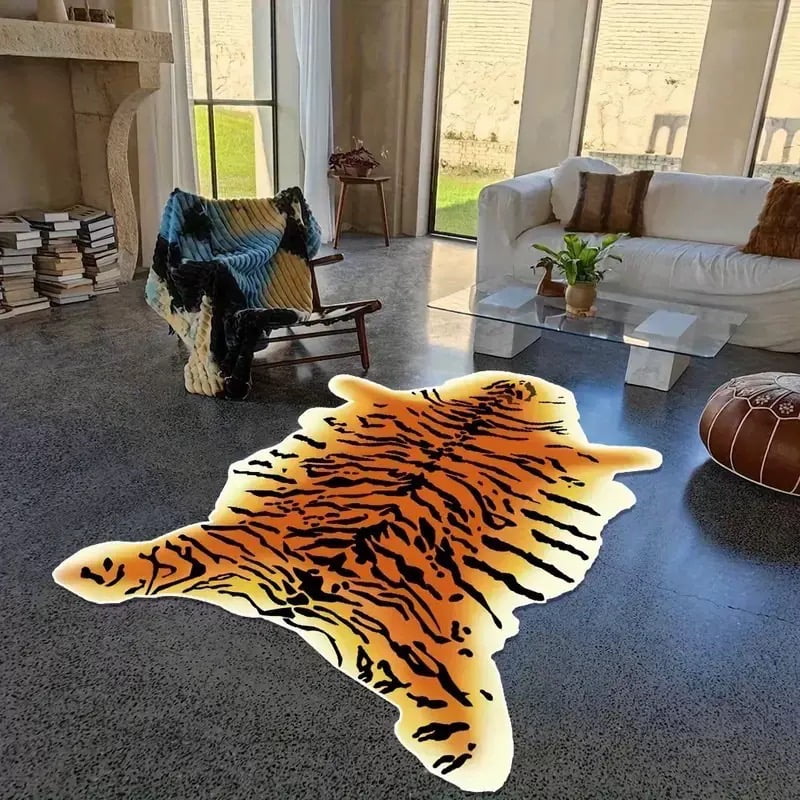 Tiger Print Rug Animal Printed Large Area Rugs Faux Cowhide Skin ...