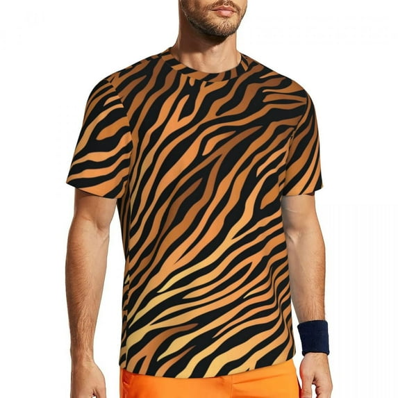 Tiger Print Running T-Shirt Beach Tropical Animal Awesome T Shirts Popular Tshirt For Mens