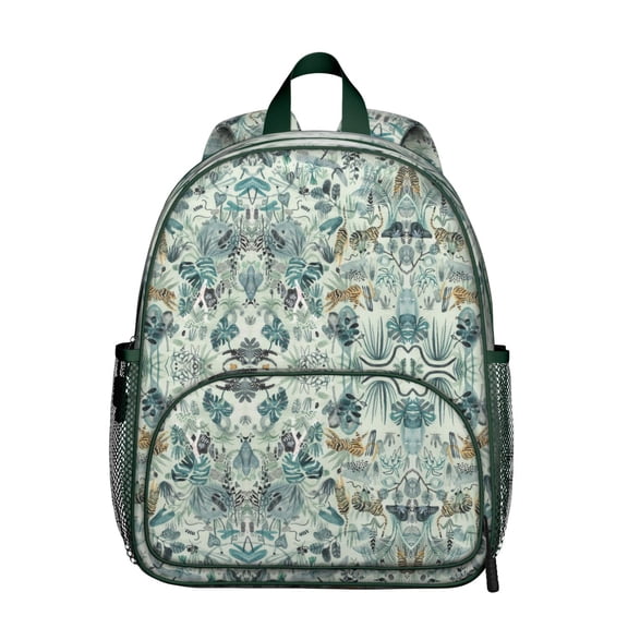 Tiger Print Student Backpack – Roaring Bengal Jungle Pattern with Stripes, Tribal Flowers, and Artistic Wild Cat Illustration