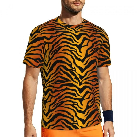 Tiger Print T Shirt Wild Animal Skin Hippie T-Shirts Male Aesthetic Tshirt Summer Short S