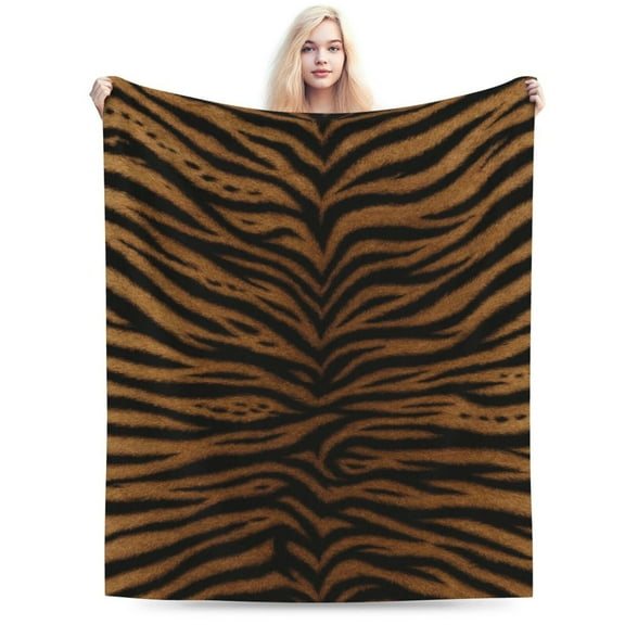 Tiger Print Throw Blankets All Season Ultra Soft Warm Fleece Blanket for Home Bed Sofa Couch Chair Outdoor Travel Camping 50x40