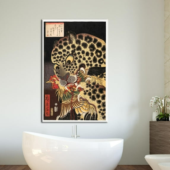 Tiger Printed, Japanese Tiger Printed, Famous Printed, Japanese Tiger, Japanese Art, Abstract Wall Decor, Reproduction Artwork, Canvas Wall Decor - White Framed