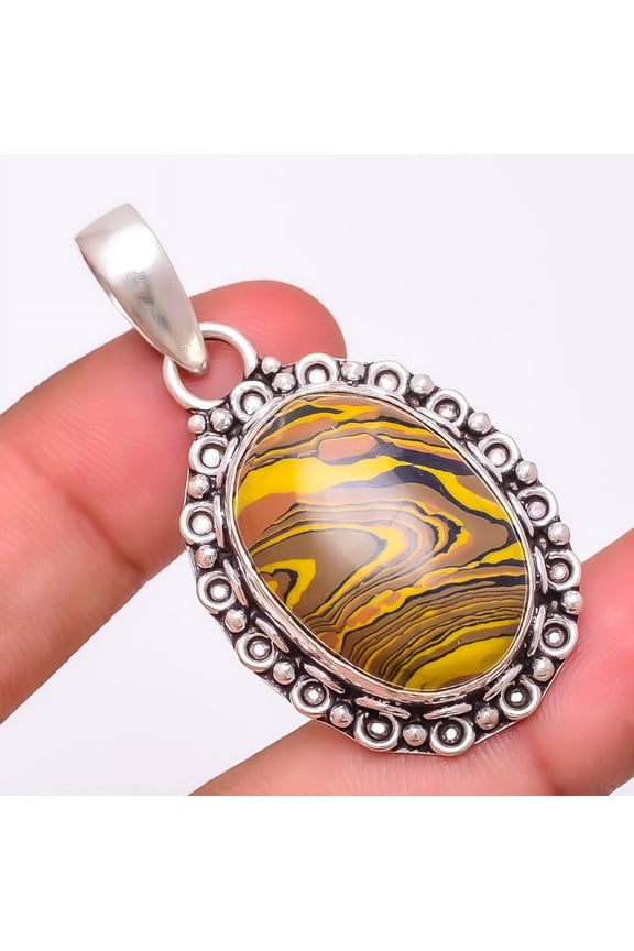 Tiger Rainbow Calsilica 925 Sterling Silver Pendant 2.0" F2534, Rainbow Calsilica Pendant, Christmas Gift, New Year Sale, Gemstone Silver Jewelry