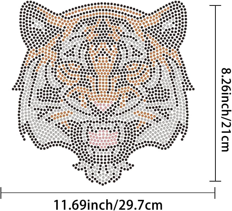 Tiger Rhinestone Tiger Rhinestone Iron on Hotfix Wild Tiger Crystal Patch Transfer ...
