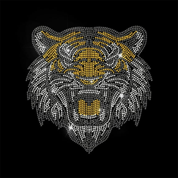 Tiger Rhinestone Iron on Hotfix Wildlife Animal Heat Transfer Decal Bling Rhinestone Decals Heat Transfer Patch Clothing Repair Applique for T-Shirt Clothing Pants Bags 11.68x8.26