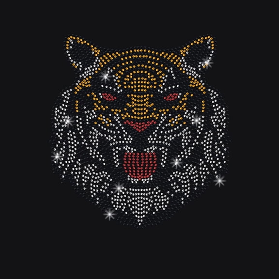 Tiger Rhinestone Iron on Hotfix Wildlife Animal Heat Transfer Decal Bling Rhinestone Decals Rhinestone Heat Transfer Patch Clothing Repair Applique for T-Shirt Clothing Pants Bags