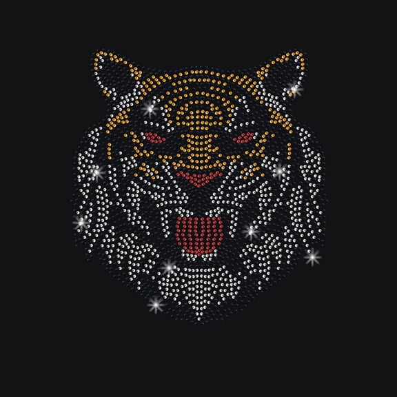 Tiger Rhinestone Iron on Hotfix Wildlife Animal Heat Transfer Decal Bling Rhinestone Decals Rhinestone Heat Transfer Patch Clothing