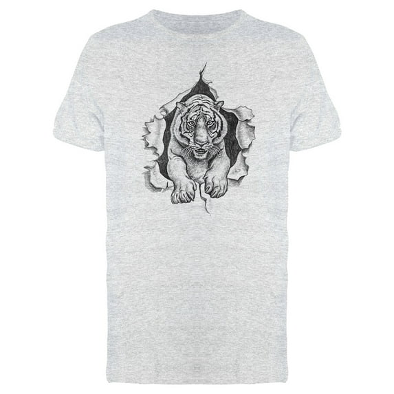 Tiger Ripped Paper Sketch Tee Men's -Image by Shutterstock